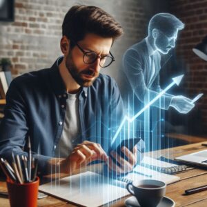 عکسی از یک فرد در حال کار با لب تاپ در محیط کاری