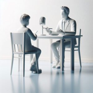 جلسه گفت و گو بین دو نفر در محیط کاری