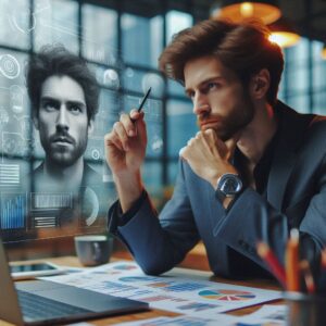 طراح خلاق در حال نقاشی با مداد و کاغذ بشت میز کار